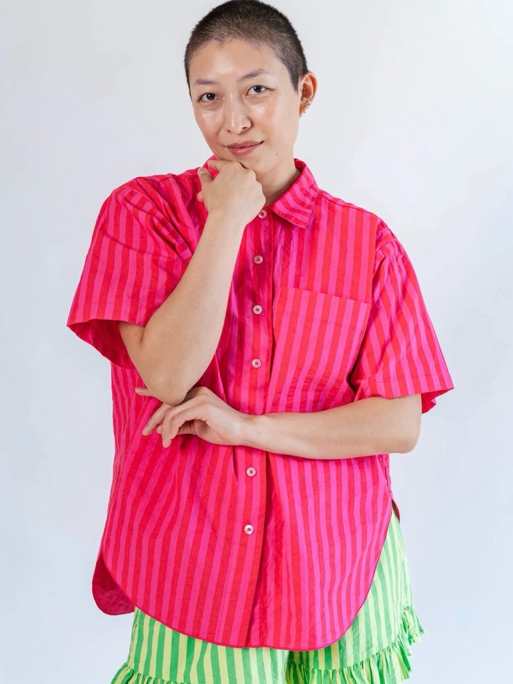 Nettle Studios Sour Cherry Striped Tulip Top OS- NWOT - Picture 3 of 13